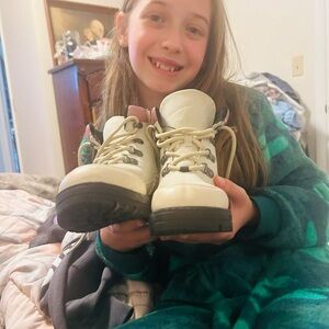 Cream and Black Hiking Boots